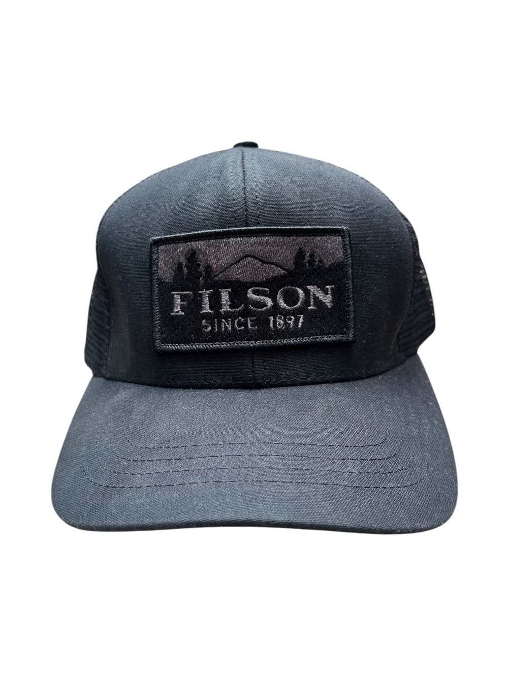 Filson Logger Mesh Cap Black Made in USA Water Repellant OSFM Adjustable Buckle